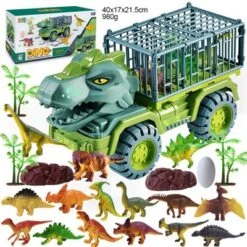 Enbaoxin Überdimensionales Dinosaurier-Transportauto Kinderspielzeugset Junge Tyrannosaurus Triceratops