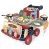 Enbaoxin BBQ-Einkaufswagen Kinder Küchenwagen BBQ Spielset Mit Lichtern Und Musik, Küche Lebensmittel Obst Zubehör, 25 Teile, Geburtstagsgeschenke Für 3, 4, 5, 6, 7, 8 Jahre Alte Jungen Und Mädchen
