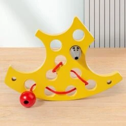 Enbaoxin 1pc Seilspielzeug Aus Holz Für Kinder 1pc Fädelbrett Aus Holz Für Kinder