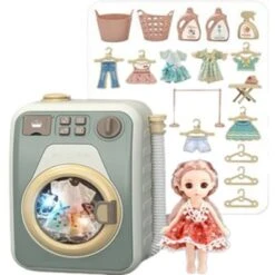 Enbaoxin Kinderwaschmaschine Pretend Drehbare Waschmaschine Haushalts Appliance Wäsche Simulation Spielzeug Set