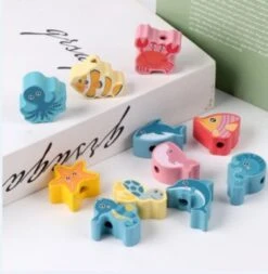 Enbaoxin Threading Perlen Spiel Pädagogisches Spielzeug Für Baby Kinder Kinder Cartoon Tiere Obst Anzahl Brief Holz Spielzeug Bespannen