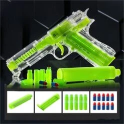 Enbaoxin Leuchtende Muschelauswurf-Soft-Bullet Spielzeug Pistolen Kinder Pistole Fluoreszierende Pistole
