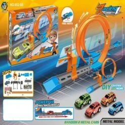 Enbaoxin Kinderspielzeug Kleine Autos Metall-Rennbahn Legierung(zufällige Farbe Des Autos) Kinder-Katapultbahn-Auto (zufällige Farbe Des Autos)