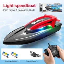 Enbaoxin Ferngesteuerte Boote Spielzeug Für Kinder 2.4G Wasserdichtes Elektrisch Beleuchtetes Ferngesteuerte Boote Speedboat