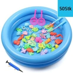 Enbaoxin Kinder Angelspielzeug Pool Set Wasser Spielen Magnetische Angelrute Eltern-Kind Interaktives Spiel