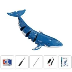 Enbaoxin Ferngesteuertes Wal-Simulations-Wasserfernbedienungsboot Elektrischer Sommer-Wasser-Hai Wasserspritzspielzeug